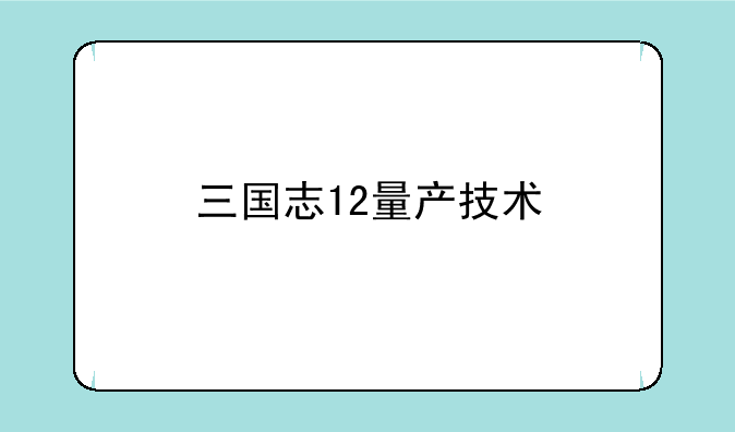 三国志12量产技术