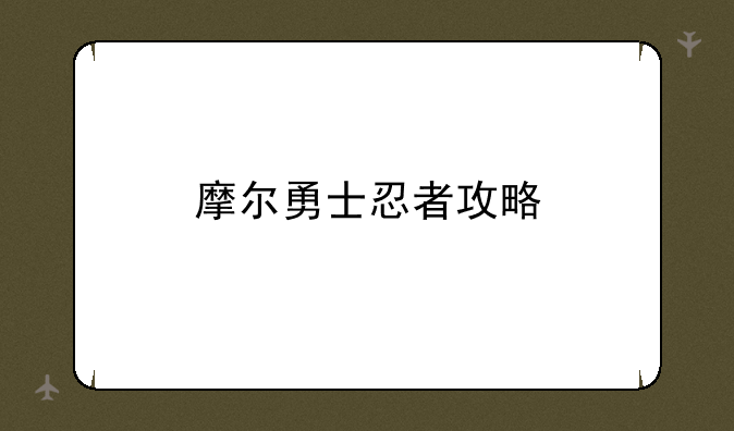 摩尔勇士忍者攻略