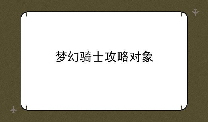 梦幻骑士攻略对象