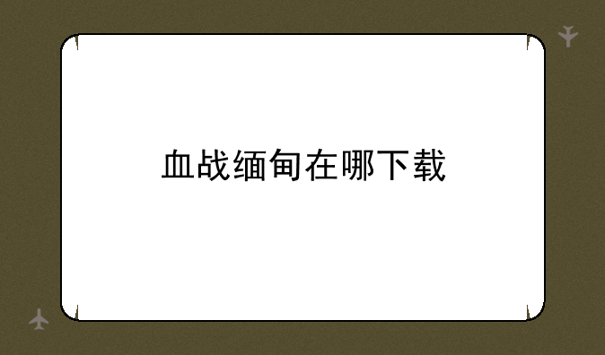 血战缅甸在哪下载