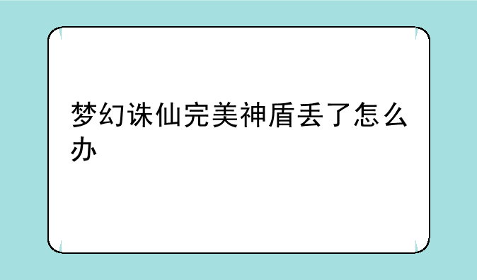 梦幻诛仙完美神盾丢了怎么办