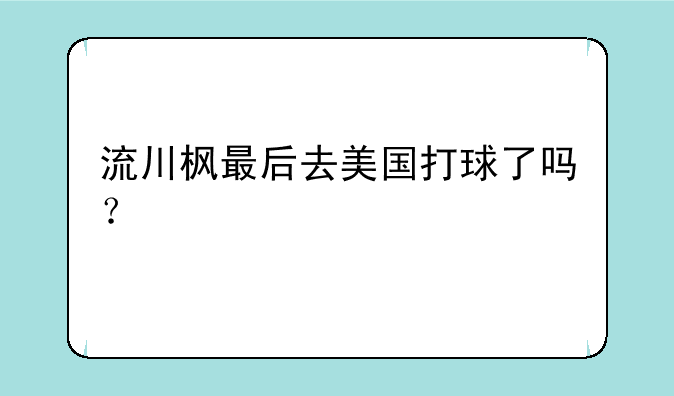 流川枫最后去美国打球了吗？
