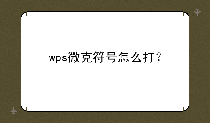 wps微克符号怎么打？