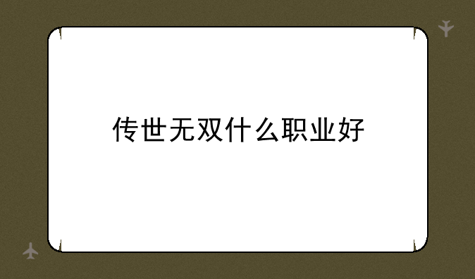 传世无双什么职业好