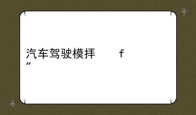 汽车驾驶模拟器游戏