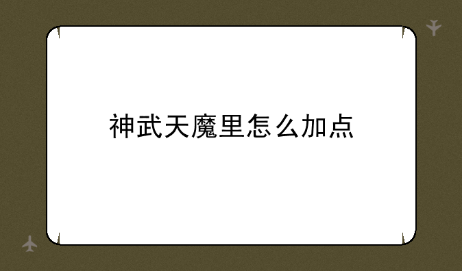 神武天魔里怎么加点