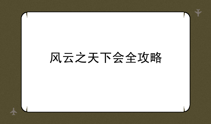 风云之天下会全攻略