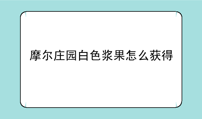 摩尔庄园白色浆果怎么获得