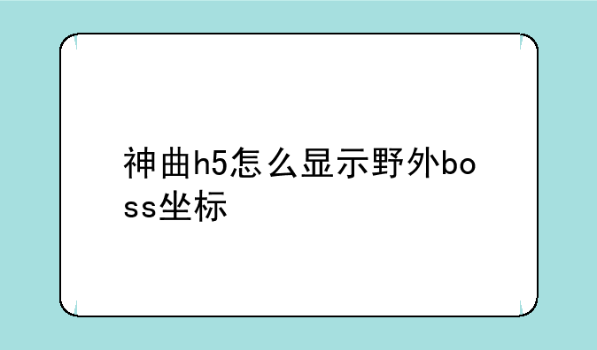 神曲h5怎么显示野外boss坐标