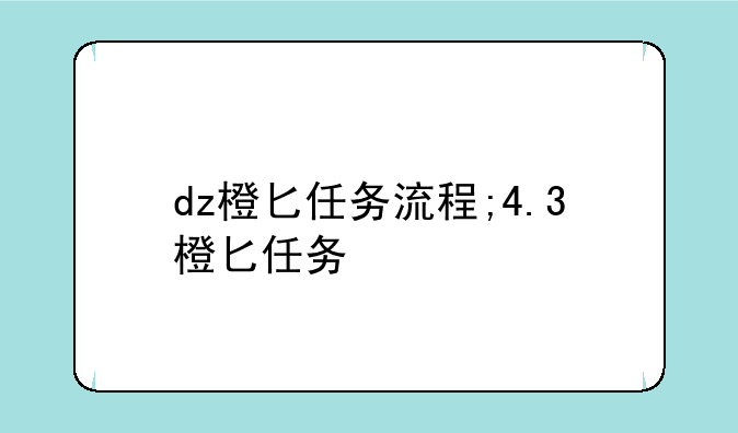 dz橙匕任务流程;4.3橙匕任务