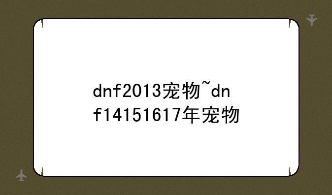 dnf2013宠物~dnf14151617年宠物