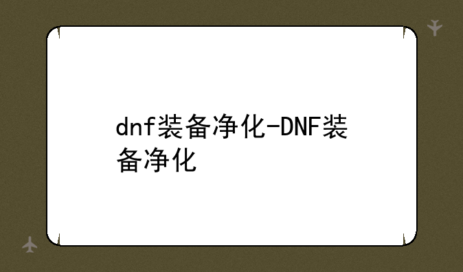 dnf装备净化-DNF装备净化