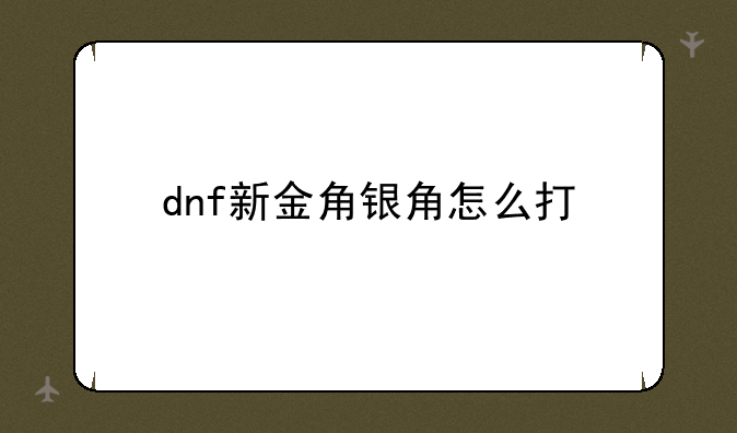 dnf新金角银角怎么打