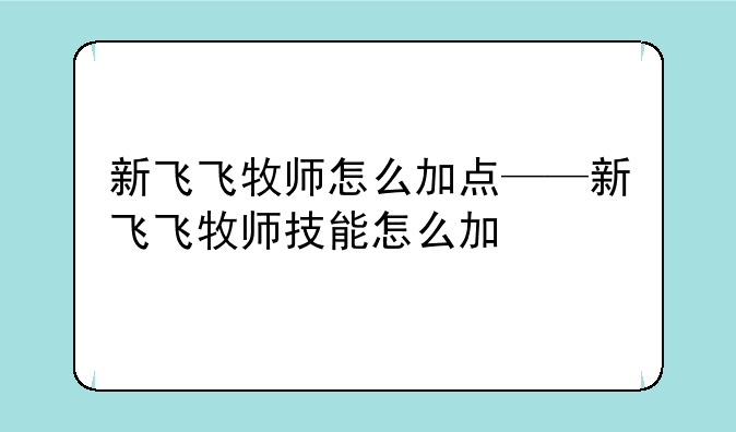 新飞飞牧师怎么加点——新飞飞牧师技能怎么加