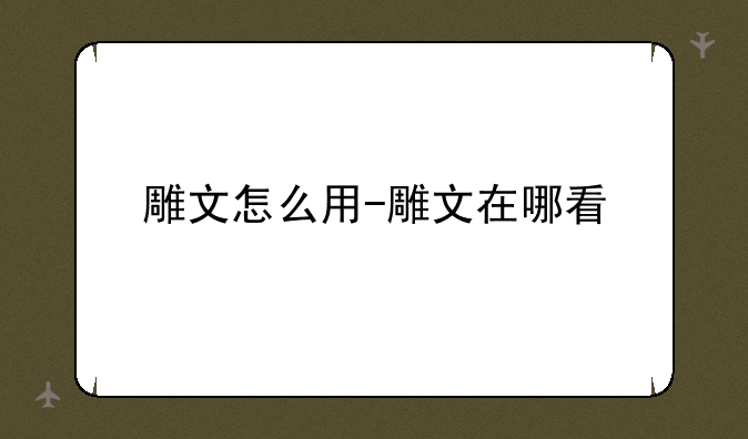 雕文怎么用-雕文在哪看