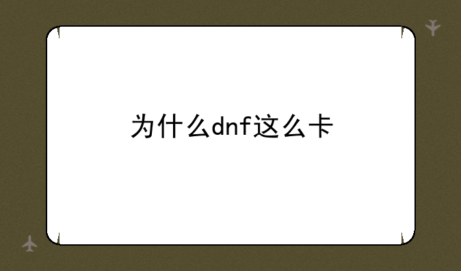 为什么dnf这么卡