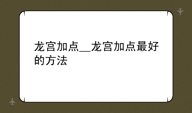 龙宫加点__龙宫加点最好的方法