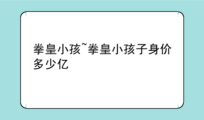 拳皇小孩~拳皇小孩子身价多少亿