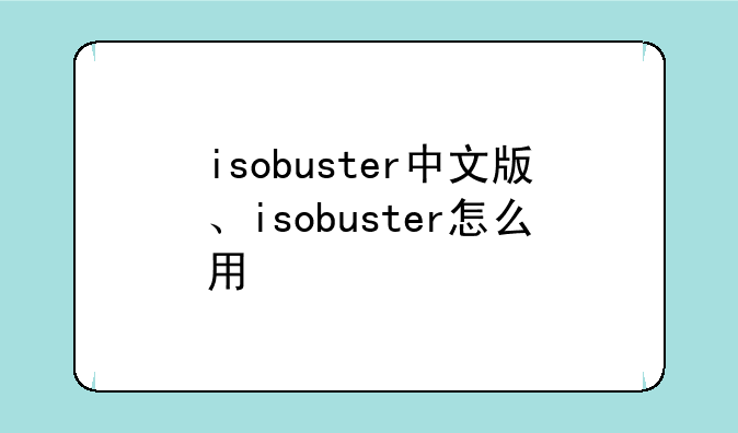 isobuster中文版、isobuster怎么用